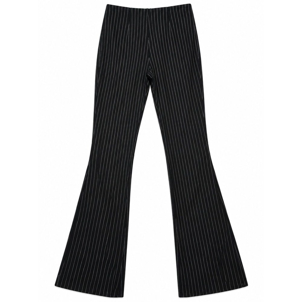 Solace London Grace Trousers US 0 Black Pinstripe Flare Side Slit Pants NWT